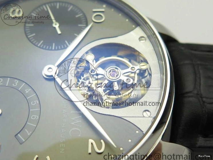 MIROTIME 0809 Portuguese Tourbillon IW5046 SS ZF Best Edition Gray Dial on Black Leather Strap SunProtective 7147